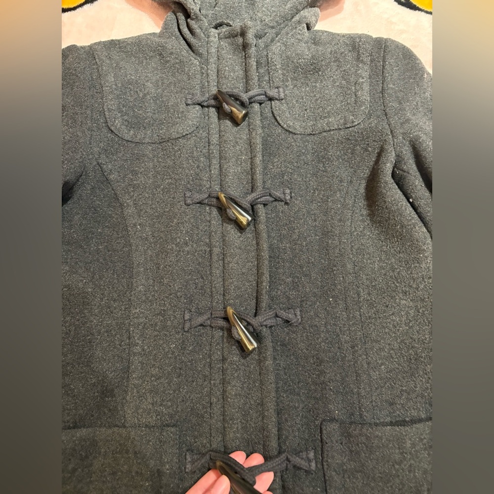 Aeropostale Charcoal Gray Wool Blend Toggle Coat with Hood - Picture 5 of 13